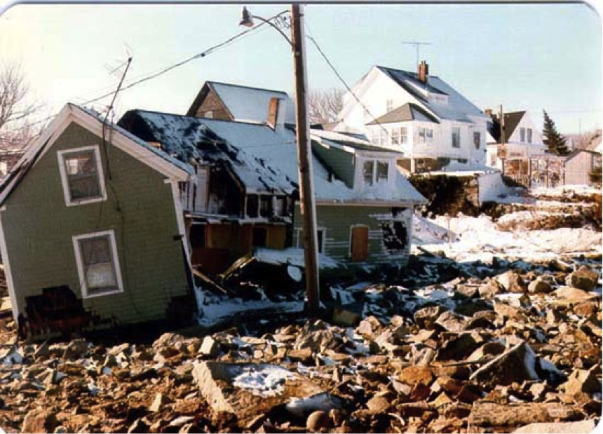 Storm damaged house in Rockport, MA. Photo by Mass.gov