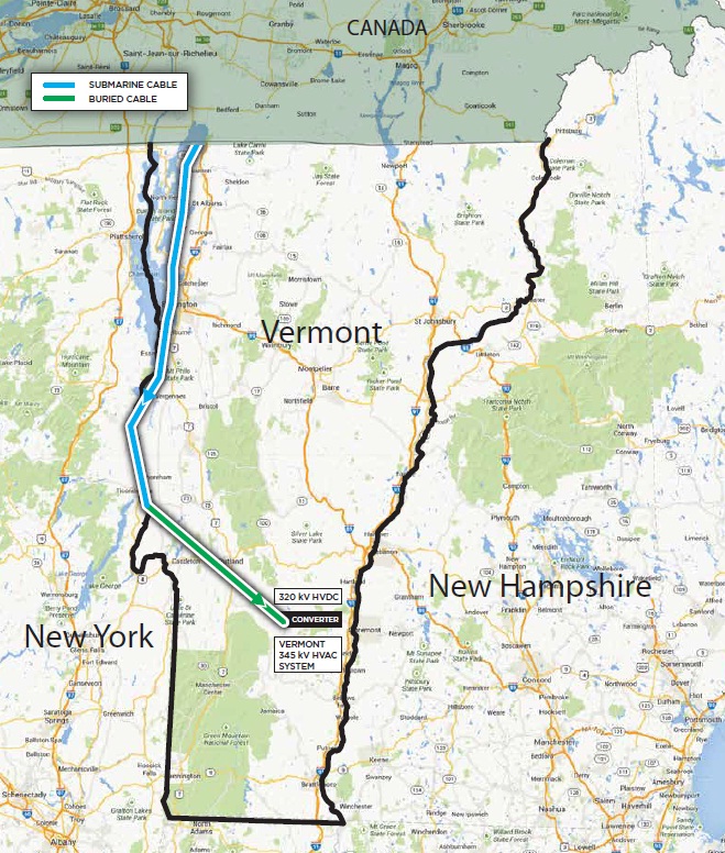 Proposed New England Clean Power Link route (source: www.necplink.com)