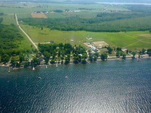With no buffers between farms and the lake, fertilizer and other pollution drains into the water. Photo: LightHawk