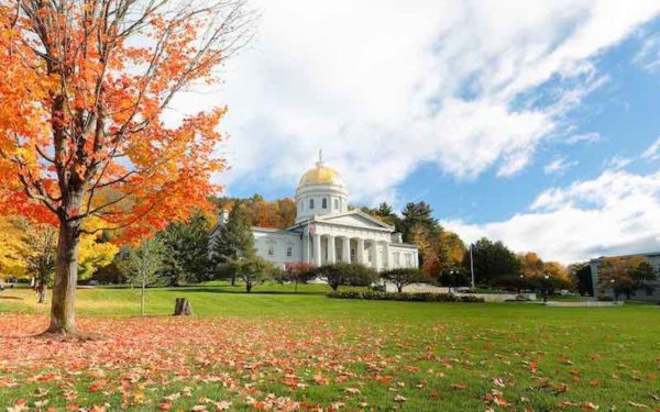 Vermont's state house in autumn