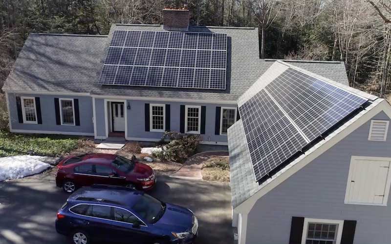 solar panels on a house in central New Hampshire