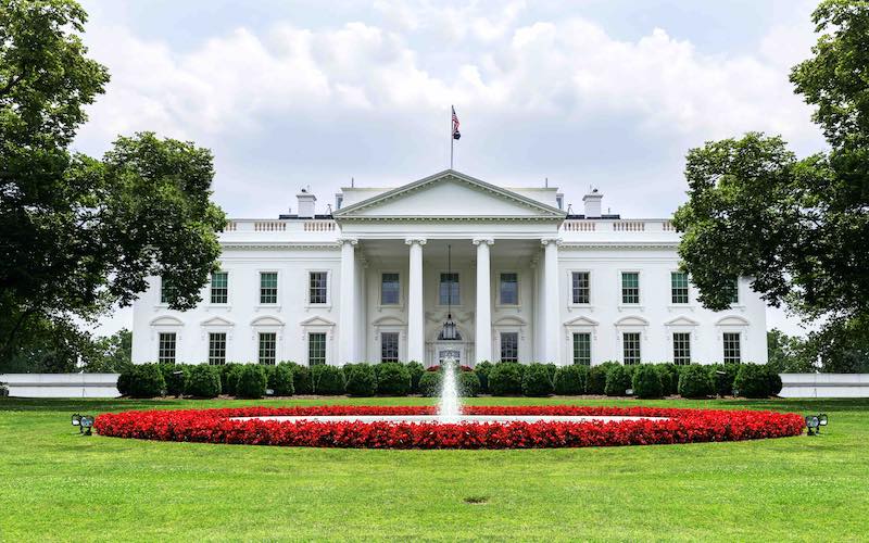 An image of the exterior of the White House