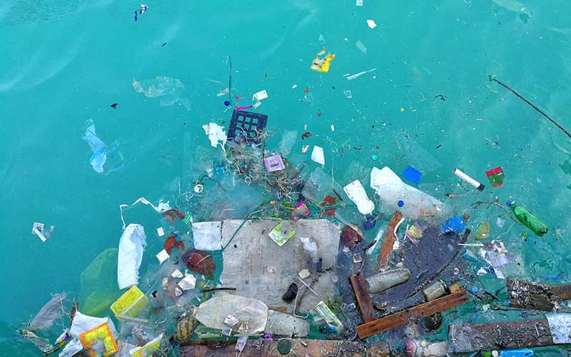 plastic waste washes ashore