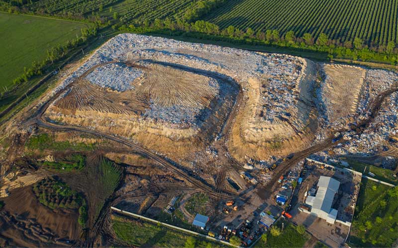 aerial view of a landfill