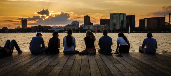 Sitting along the Charles River