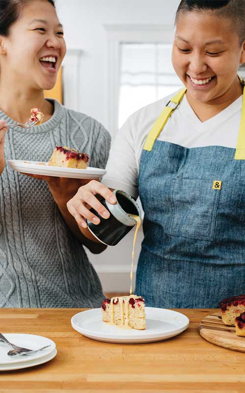 Mei and Irene of Food Waste Feast eating cake