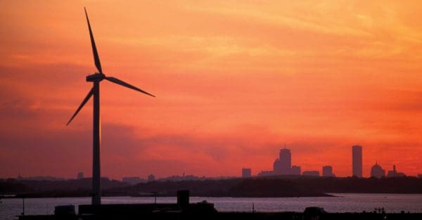 Boston Skyline with Turbine