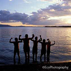 Kids at a lake