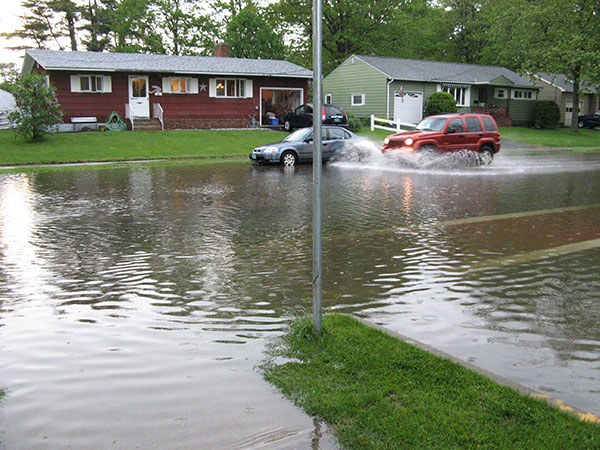 Flash floods put a neighborhood underwater.