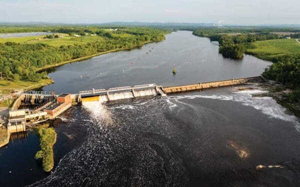 A dam on the Kennebec River in Maine