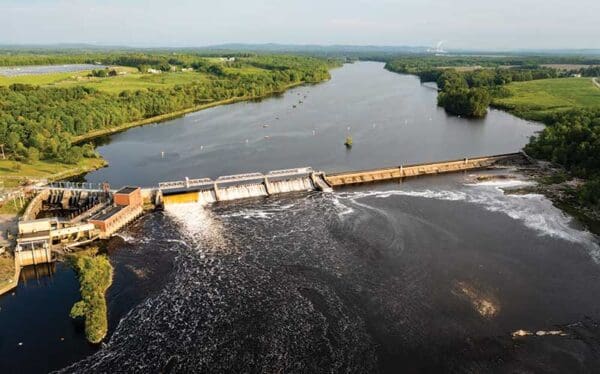 A dam on the Kennebec River in Maine