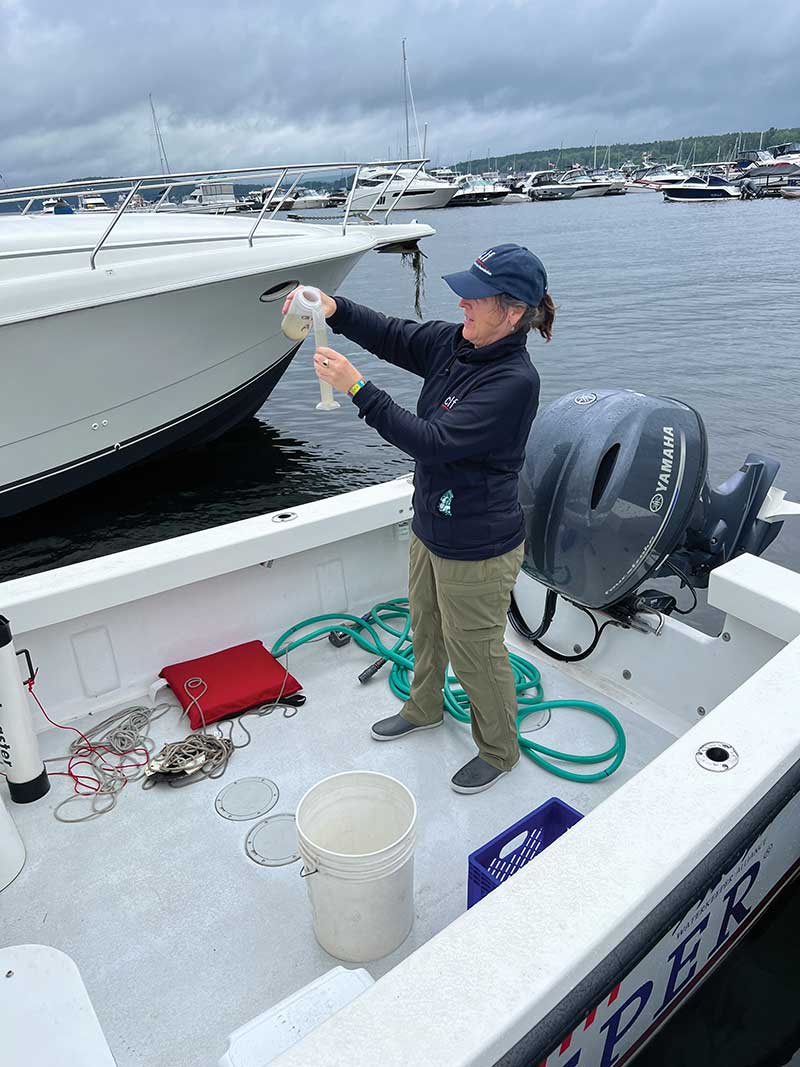 CLF Lakekeeper Julie Silverman testing lake water