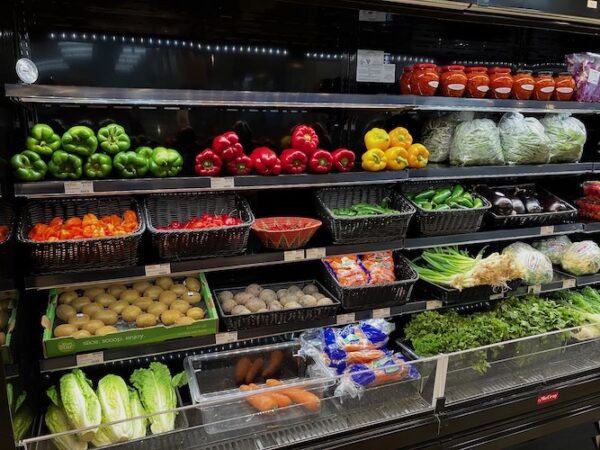 Fruits and vegetables in a super market.
