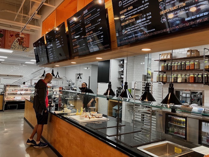 The counter at the Nubian Markets cafe