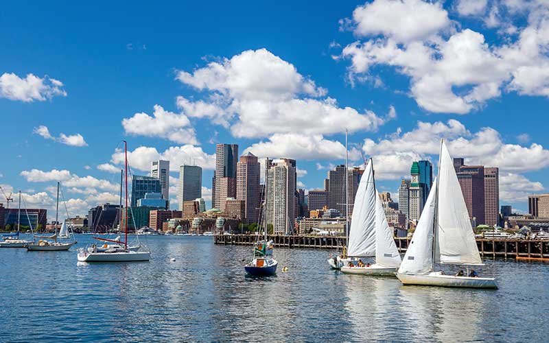 Sailboats on Boston Harbor