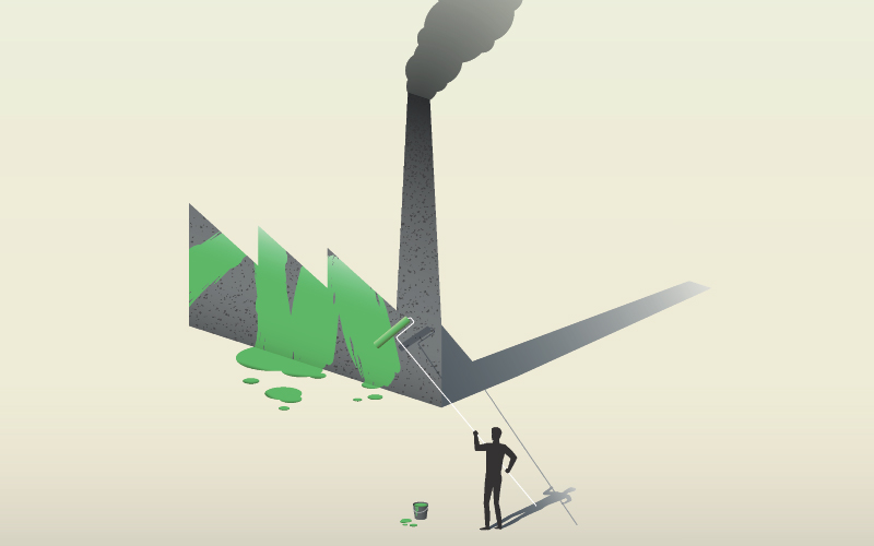 Illustration of greenwashing