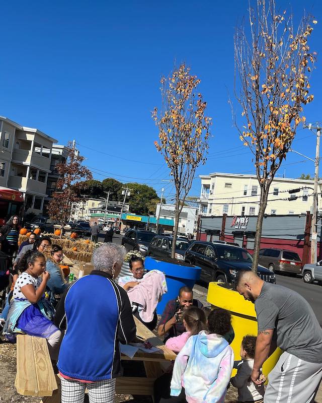 Lawrence pop-up park at Bennington Triangle.