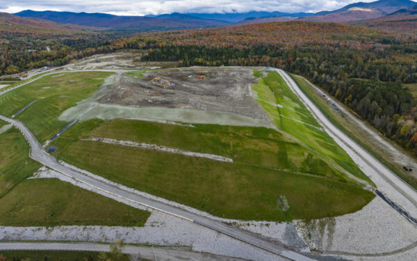 Drone view of landfill in Bethlehem, New Hampshire.