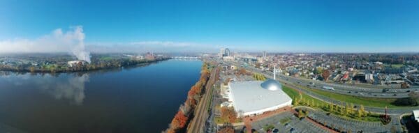 aerial view of Springfield, MA