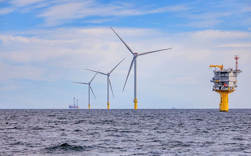 South Fork wind turbines on the ocean