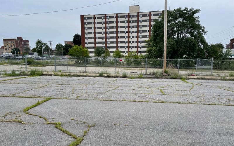 Empty lot where Dexter Street Commons will be built