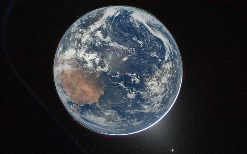 The planet earth floating in space